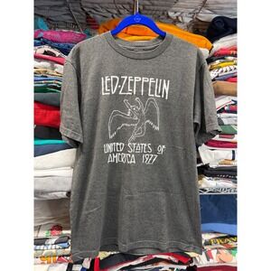 Led Zeppelin 1977 US Tour Graphic TShirt Charcoal Grey Mens Medium 2003 Myth Gem